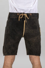 Meindl Hirschlederhose Rupertus Hirschhorn Detail | Meindl Lederhose Rupertus horn detail