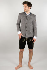 2964 Garmisch Trachtenjanker Nikodemus grau Detail | 2964 Garmisch traditional jacket Nikodemus grey detail