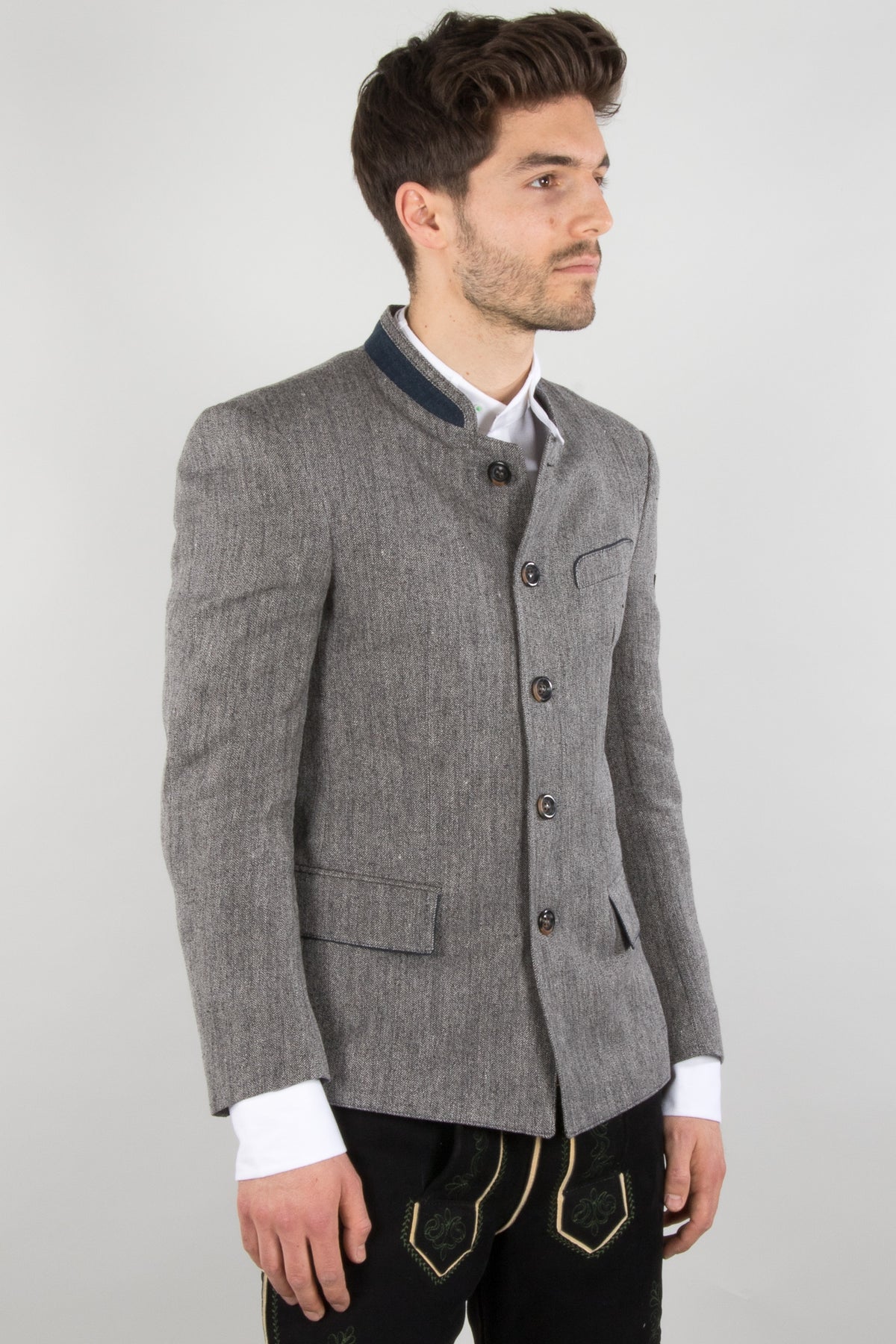 2964 Garmisch Trachtenjanker Nikodemus grau Rückansicht | 2964 Garmisch traditional jacket Nikodemus grey back view
