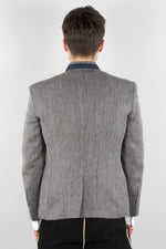 2964 Garmisch Trachtenjanker Nikodemus grau Detail | 2964 Garmisch traditional jacket Nikodemus grey detail