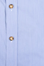 Almliebe Trachtenhemd Stehkragen Blau gestreift Detail | Almliebe Trachtenhemd Stehkragen Blue striped detail