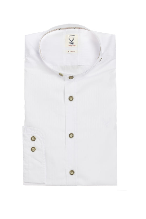 Pure Trachtenhemd weiß gestreift Vorderansicht | Pure Traditional Shirt white striped front view