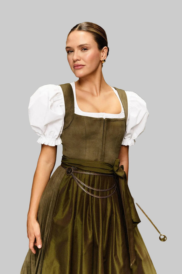 CocoVero Dirndl Hermine Plissee Oliv