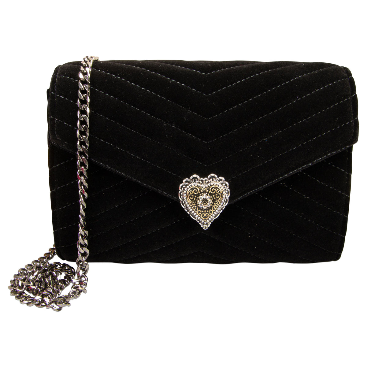 Alpenflüstern Samtclutch Herz schwarz