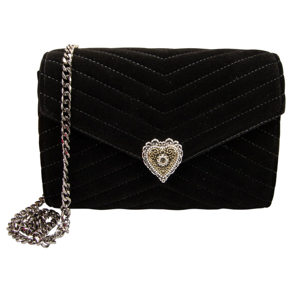 Alpenflüstern Samtclutch Herz schwarz