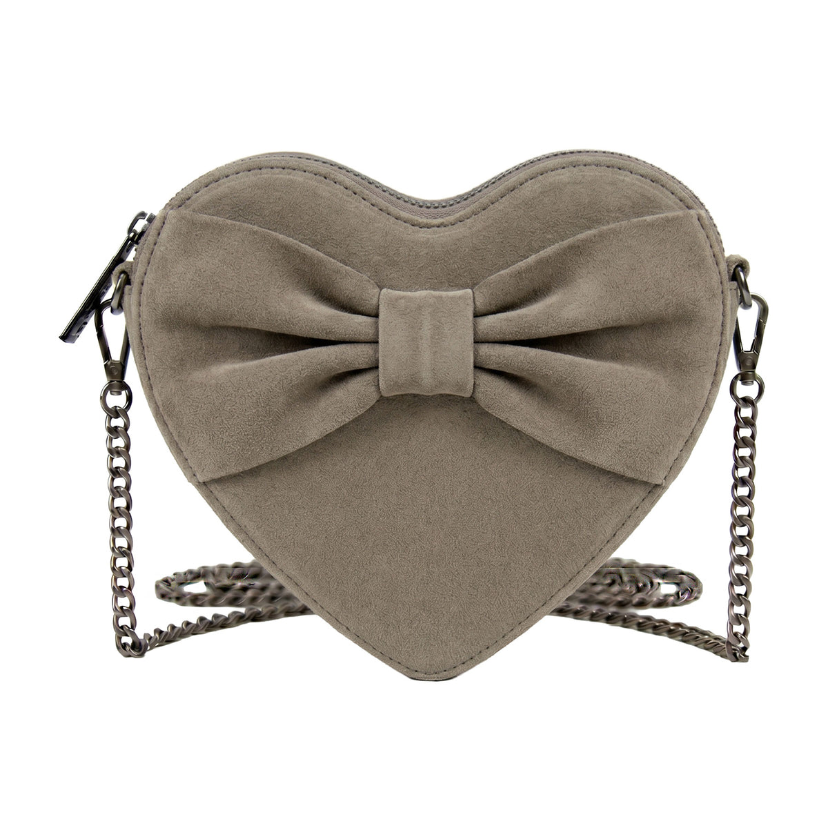 Alpenflüstern Tasche Samtherz mit Schleife taupe