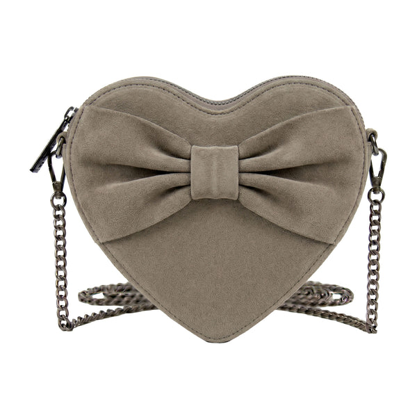 Alpenflüstern Tasche Samtherz mit Schleife taupe