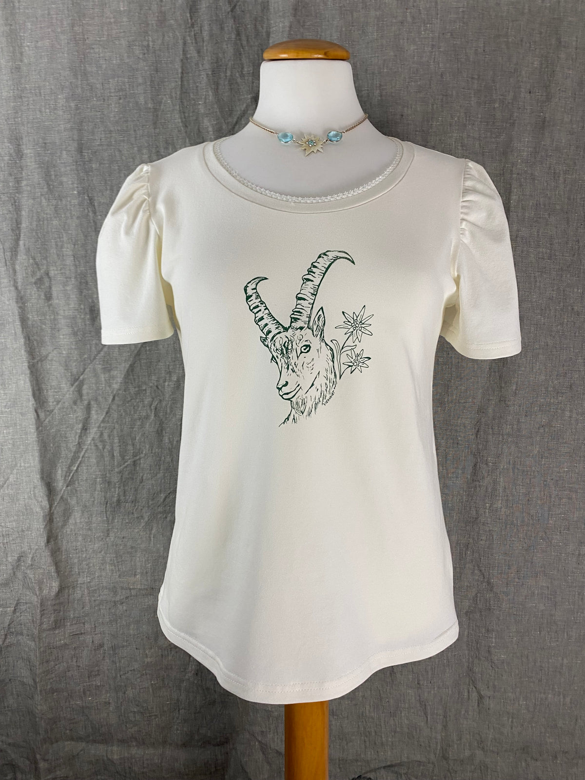 Trachtenshirt Steinbock grün