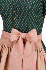 Grünes hochgeschlossenes Dirndl von Gottseidank. Detailansicht. 