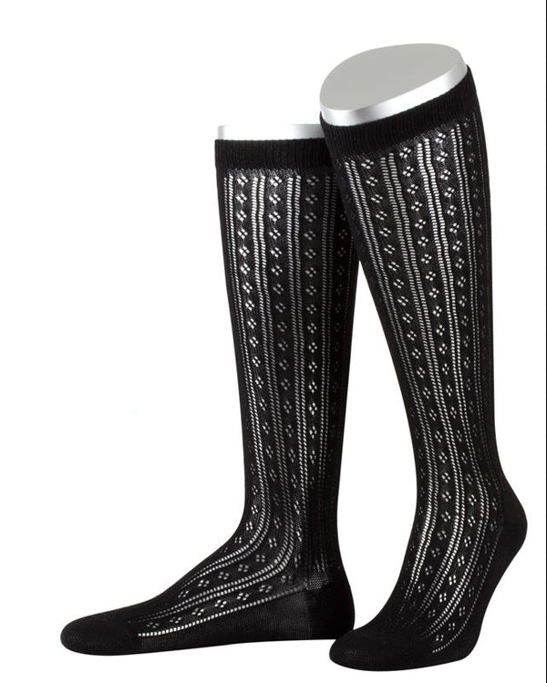Lusana Damen Trachtenstrümpfe L6665 schwarz