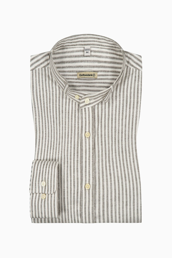 Gottseidank Trachtenhemd Lenz oliv gestreift Vorderansicht | Gottseidank Trachten Shirt Lenz striped olive front view