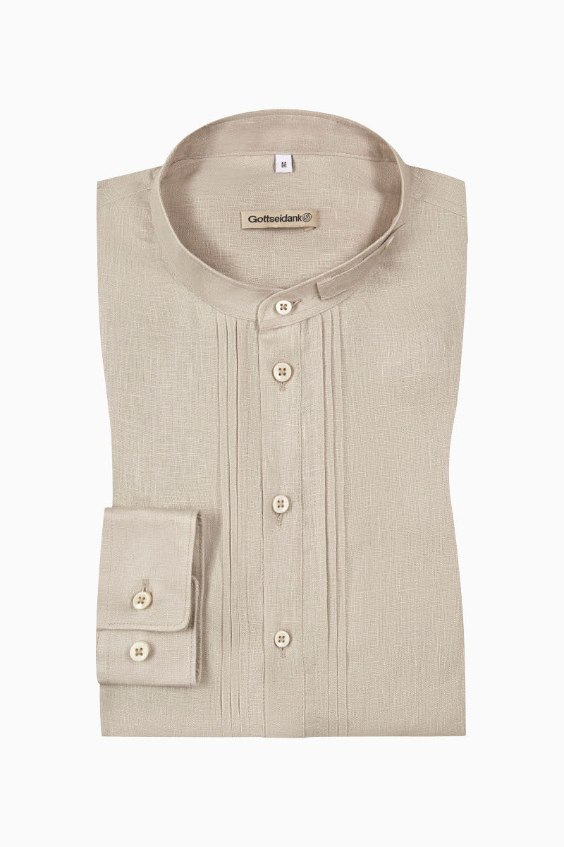 Gottseidank Schlupfhemd Pfoad Sesam Vorderansicht | Gottseidank linen pullover shirt Pfoad sesame front view