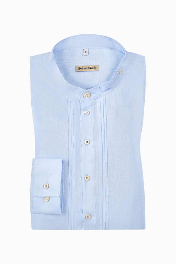 Gottseidank Schlupfhemd Pfoad Himmelblau Vorderansicht | Gottseidank linen pullover shirt Pfoad sky blue front view