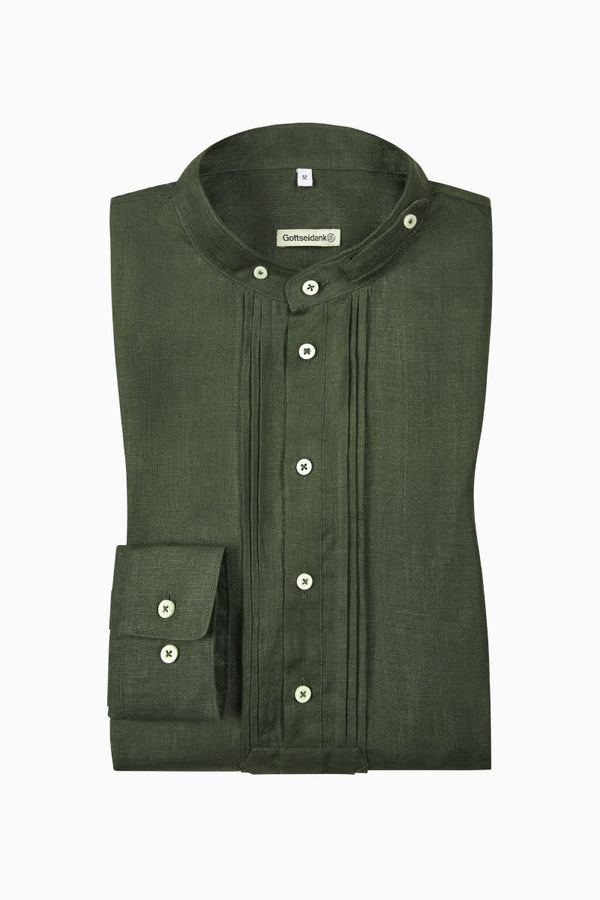 Gottseidank Schlupfhemd Pfoad Tanne Vorderansicht | Gottseidank linen pullover shirt Pfoad fir green front view