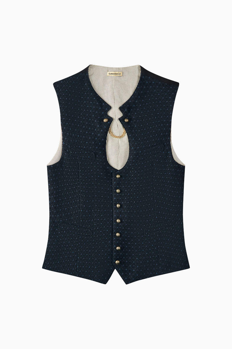 Gottseidank Miesbacher Weste Ignaz navy Getragen | Gottseidank Miesbacher vest Ignaz navy worn