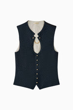 Gottseidank Miesbacher Weste Ignaz navy Getragen | Gottseidank Miesbacher vest Ignaz navy worn