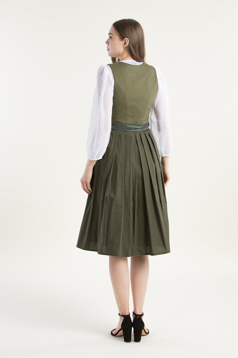Alissa Leinendirndl Adri Olivgrün Detail | Alissa Linen dirndl Adri Olive green detail