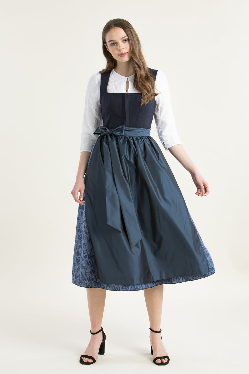 Alissa Leinendirndl Violet nachtblau Rückansicht | Alissa linen dirndl Violet midnight blue back view
