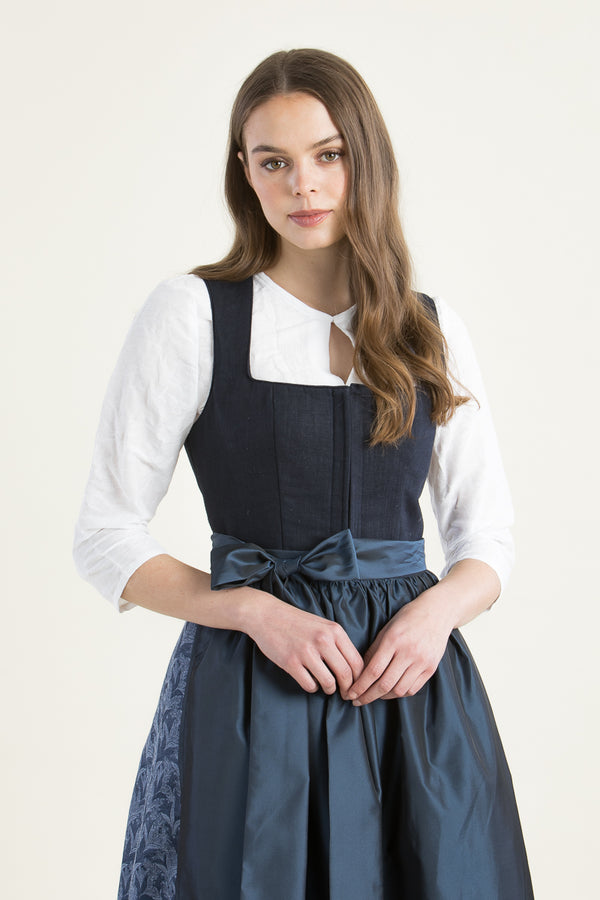 Alissa Leinendirndl Violet nachtblau Detail Mieder | Alissa linen dirndl Violet midnight blue bodice detail