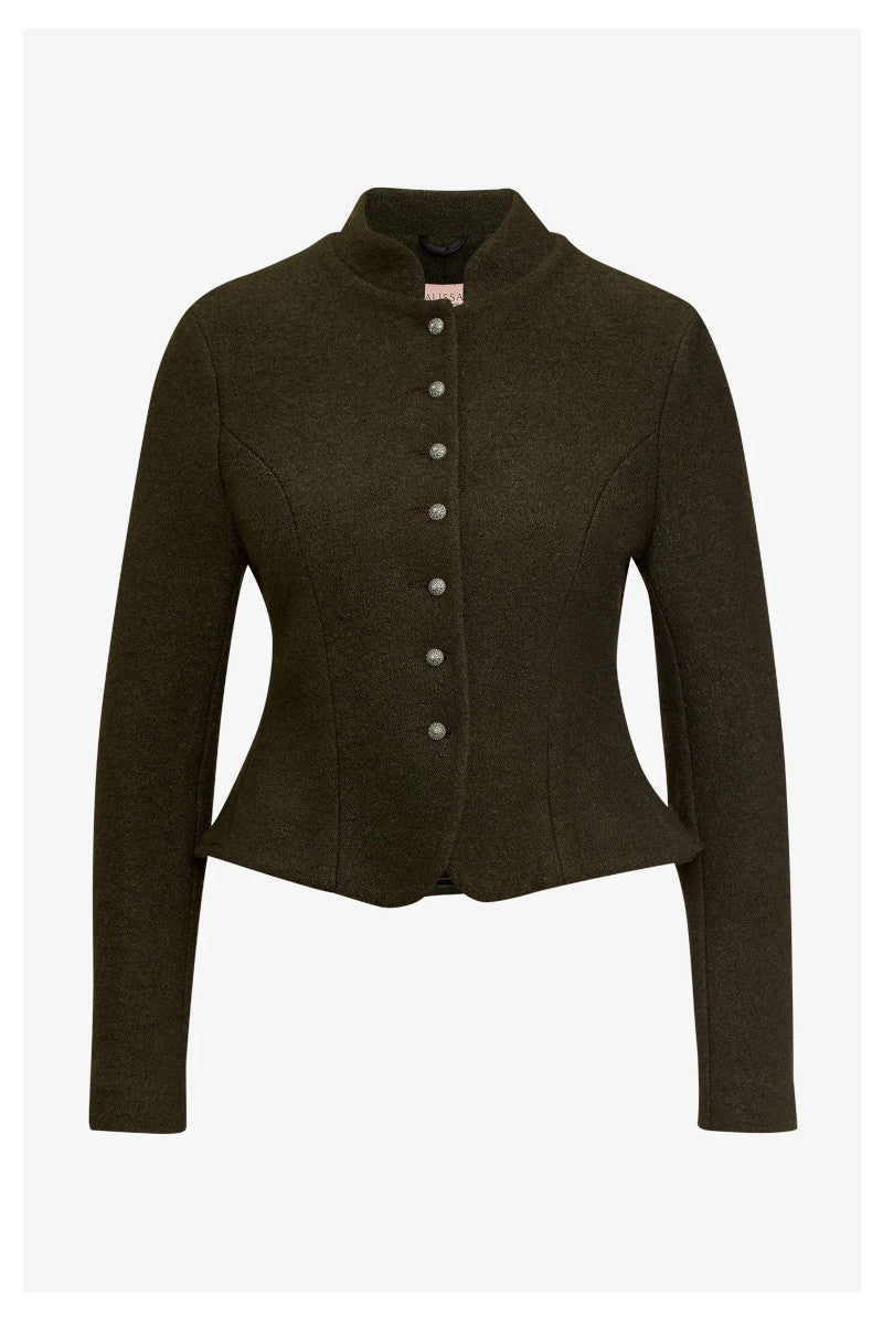 Alissa Walkjanker Mila olive Rückansicht | Alissa boiled wool jacket Mila olive back view