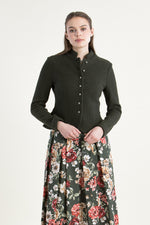Alissa Walkjanker Mila olive Detail | Alissa boiled wool jacket Mila olive detail