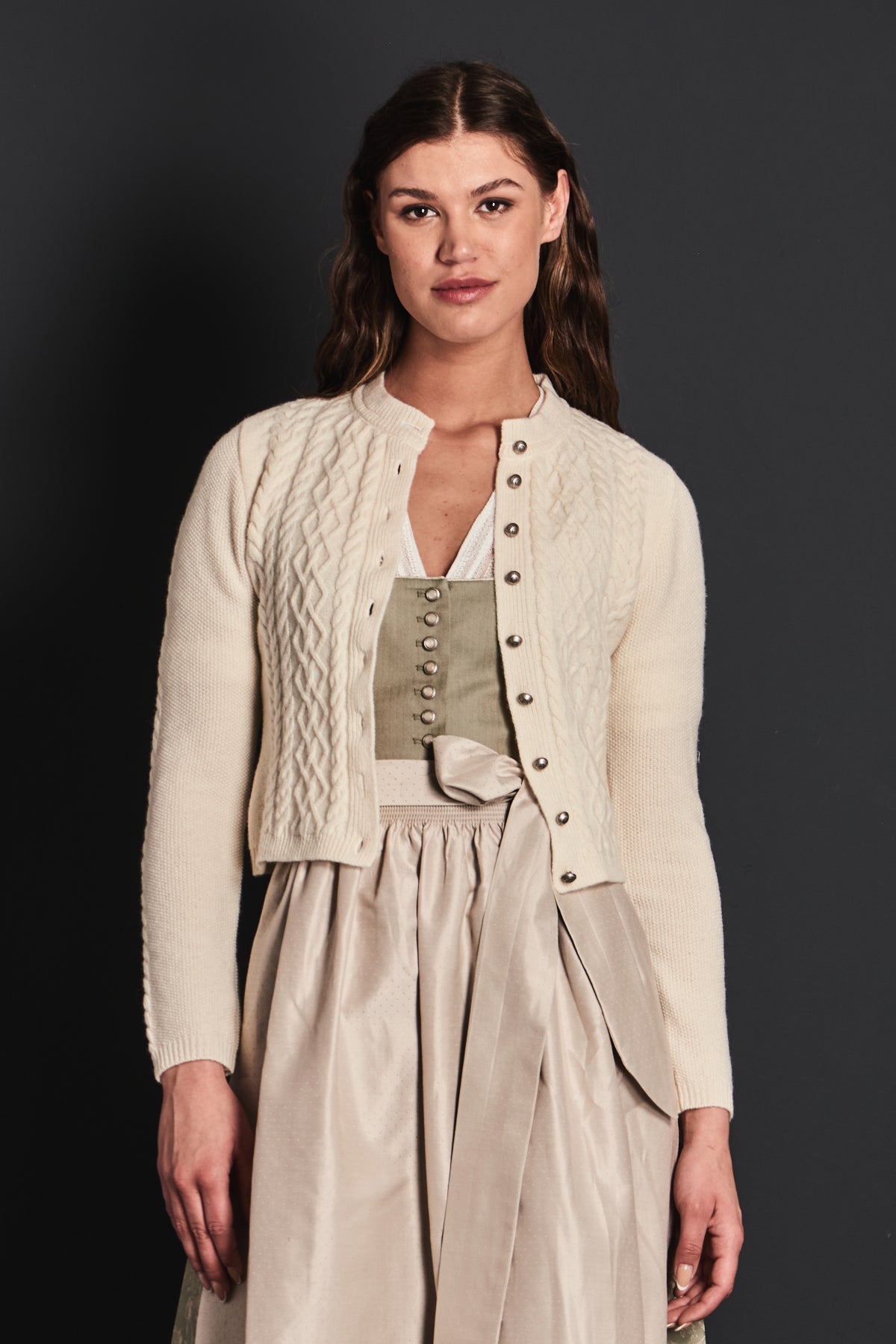 Alissa Strickjacke ivory Vorderansicht | Alissa Knit Cardigan ivory front view