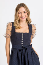 Almliebe Dirndl Danz Bodn blau Detail | Almliebe Dirndl Danz Bodn blue detail