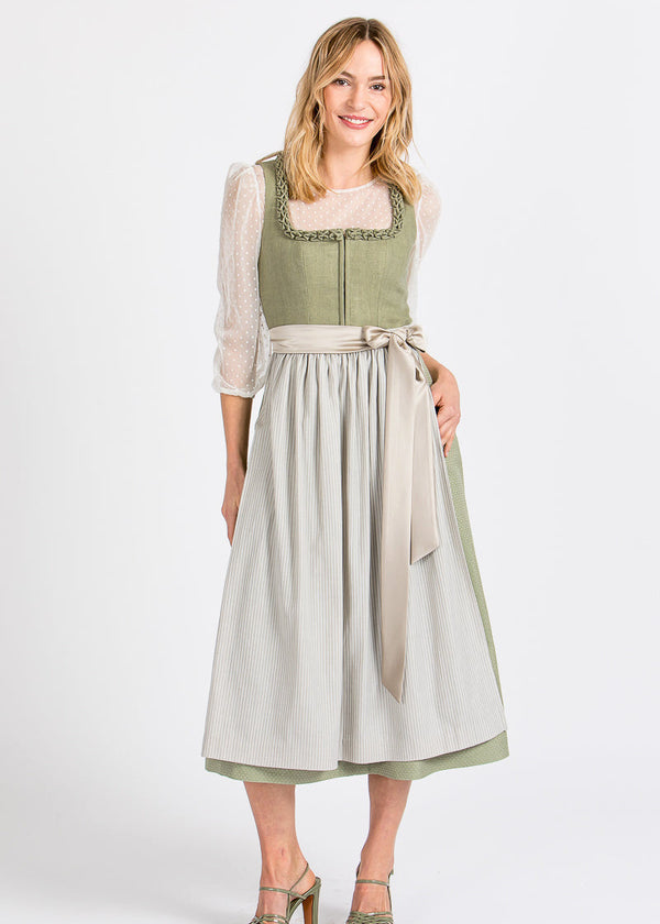 Almliebe Dirndl Eva mit Froschgoscherl grün