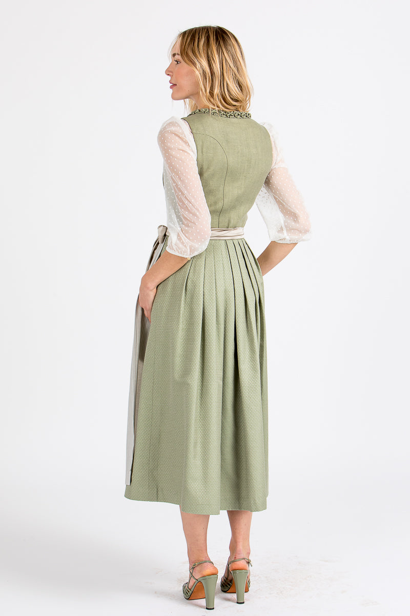Almliebe Dirndl Eva mit Froschgoscherl grün