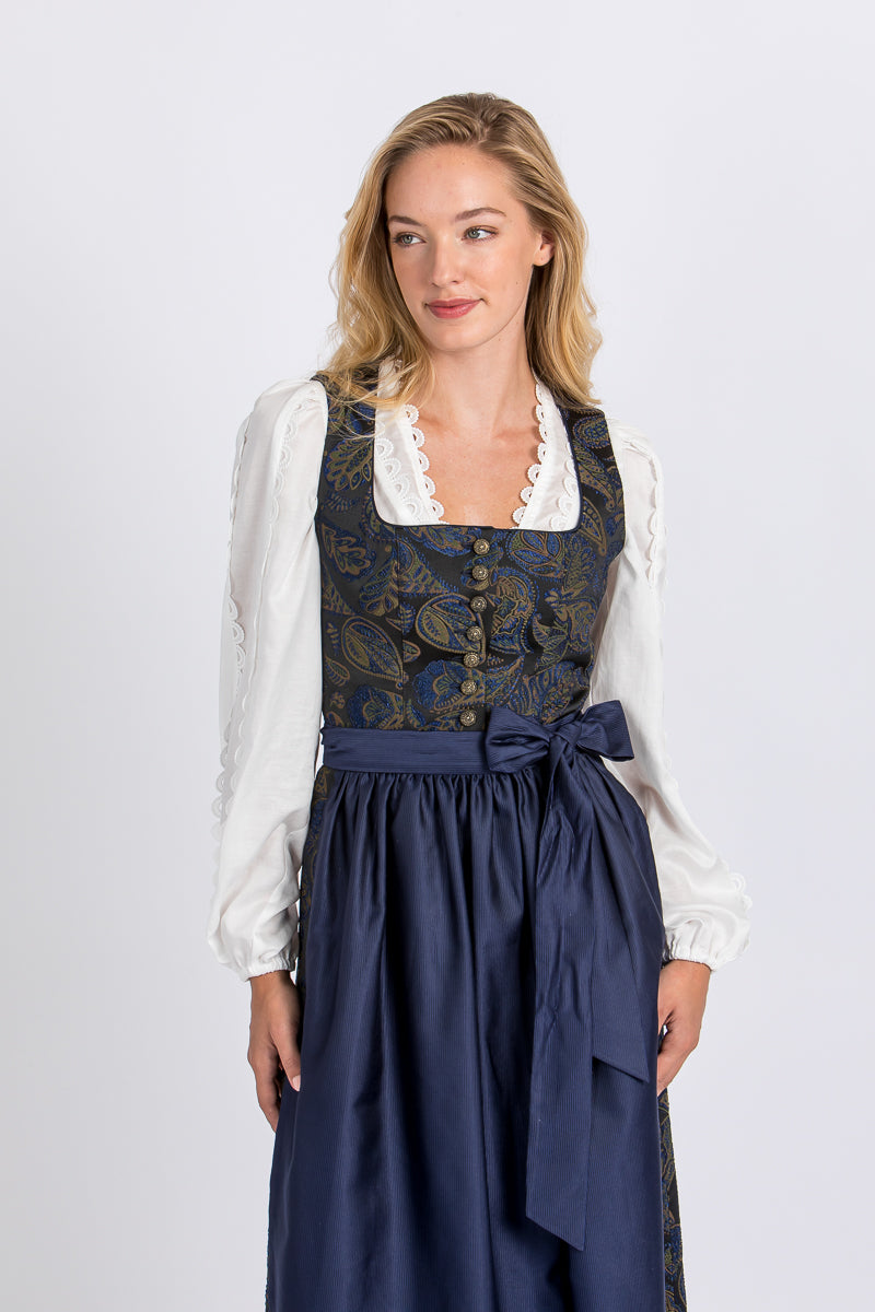 Almliebe Dirndl Fanni blau gemustert Detail | Almliebe Dirndl Fanni patterned blue detail