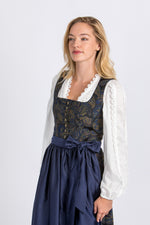 Almliebe Dirndl Fanni blau gemustert Detail | Almliebe Dirndl Fanni patterned blue detail