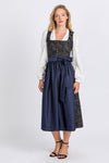 Almliebe Dirndl Fanni blau gemustert Vorderansicht | Almliebe Dirndl Fanni patterned blue front view