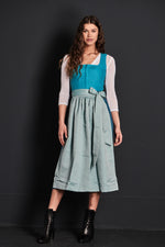 Almliebe Leinendirndl Fischer Vroni Türkis Rückansicht | Almliebe Linen dirndl Fischer Vroni Turquoise back view