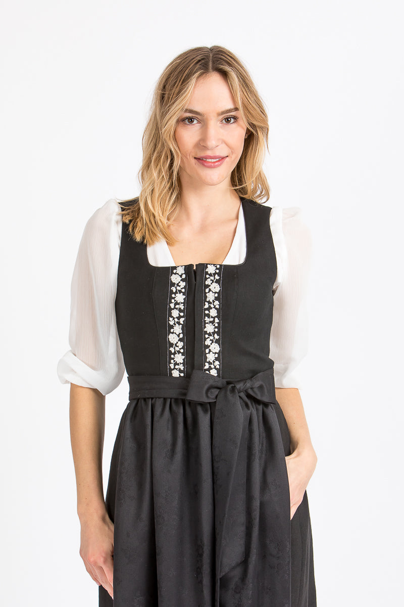 Almliebe Dirndl Lina schwarz mit verschiedenen Schürzenbändern