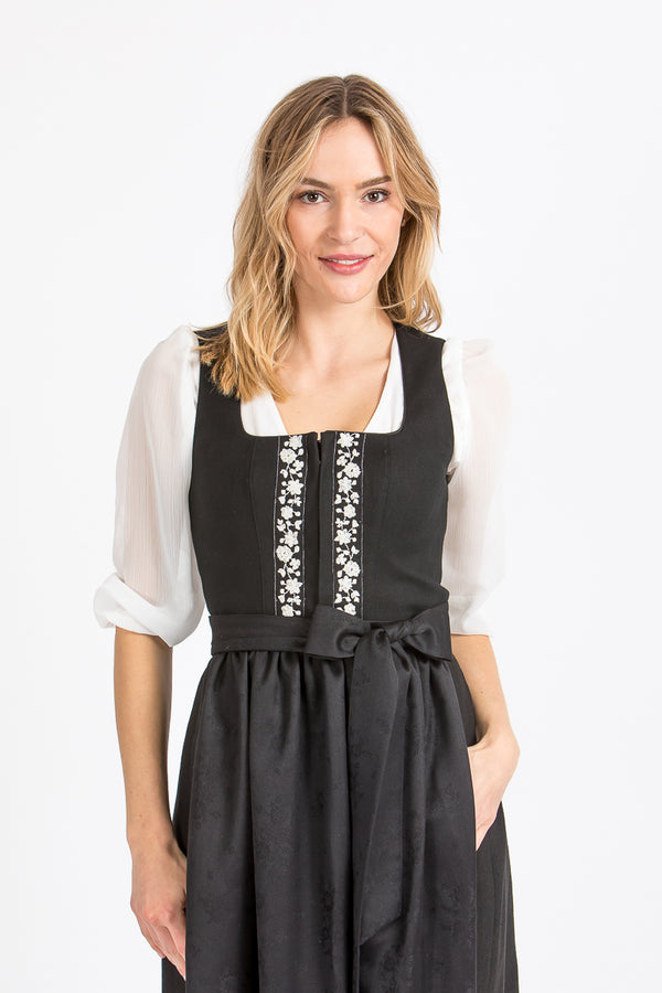 Almliebe Dirndl Lina schwarz mit verschiedenen Schürzenbändern