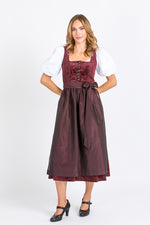 Almliebe Dirndl Loni in bordeaux in der Frontansicht