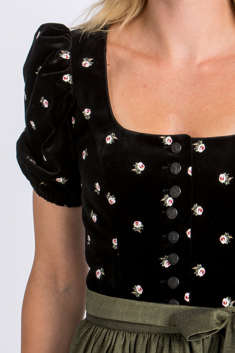 Almliebe Samtdirndl Rosmarie schwarz Rückansicht | Almliebe Velvet Dirndl Rosmarie black back view
