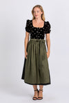 Almliebe Samtdirndl Rosmarie schwarz Vorderansicht | Almliebe Velvet Dirndl Rosmarie black front view