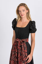 Almliebe Dirndl Rosmarie schwarz/rot Rückansicht | Almliebe Dirndl Rosmarie black/red back view