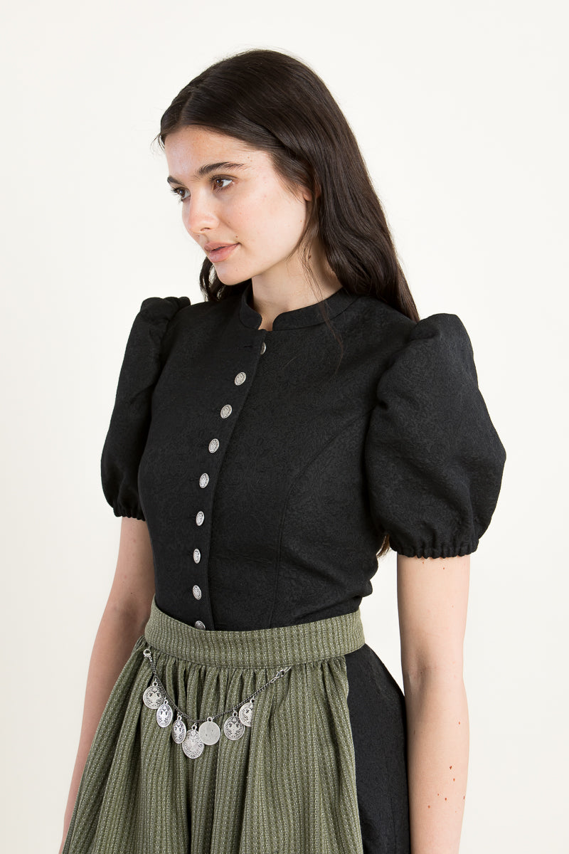 Almliebe Ärmeldirndl Therese schwarz Rückansicht | Almliebe sleeve dirndl Therese black back view