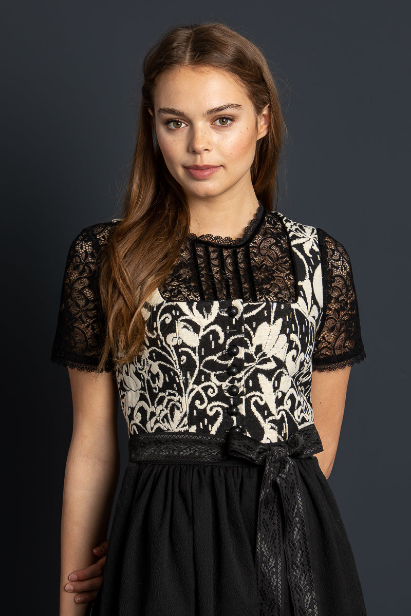 Almliebe Dirndl Weinzelt Zenzi schwarz Detail | Almliebe Dirndl Weinzelt Zenzi black detail
