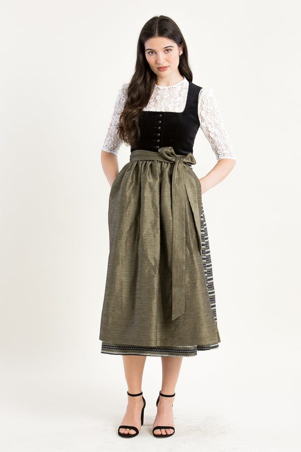 Almliebe Dirndl Wiesn Wunda schwarz/gold Rückansicht | Almliebe Dirndl Wiesn Wunda black/gold back view