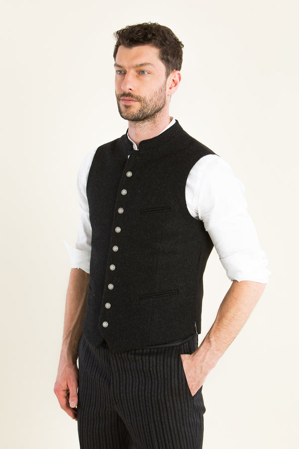 Almliebe Lodenweste Da Bazi anthrazit Detail | Almliebe loden vest Da Bazi anthracite detail