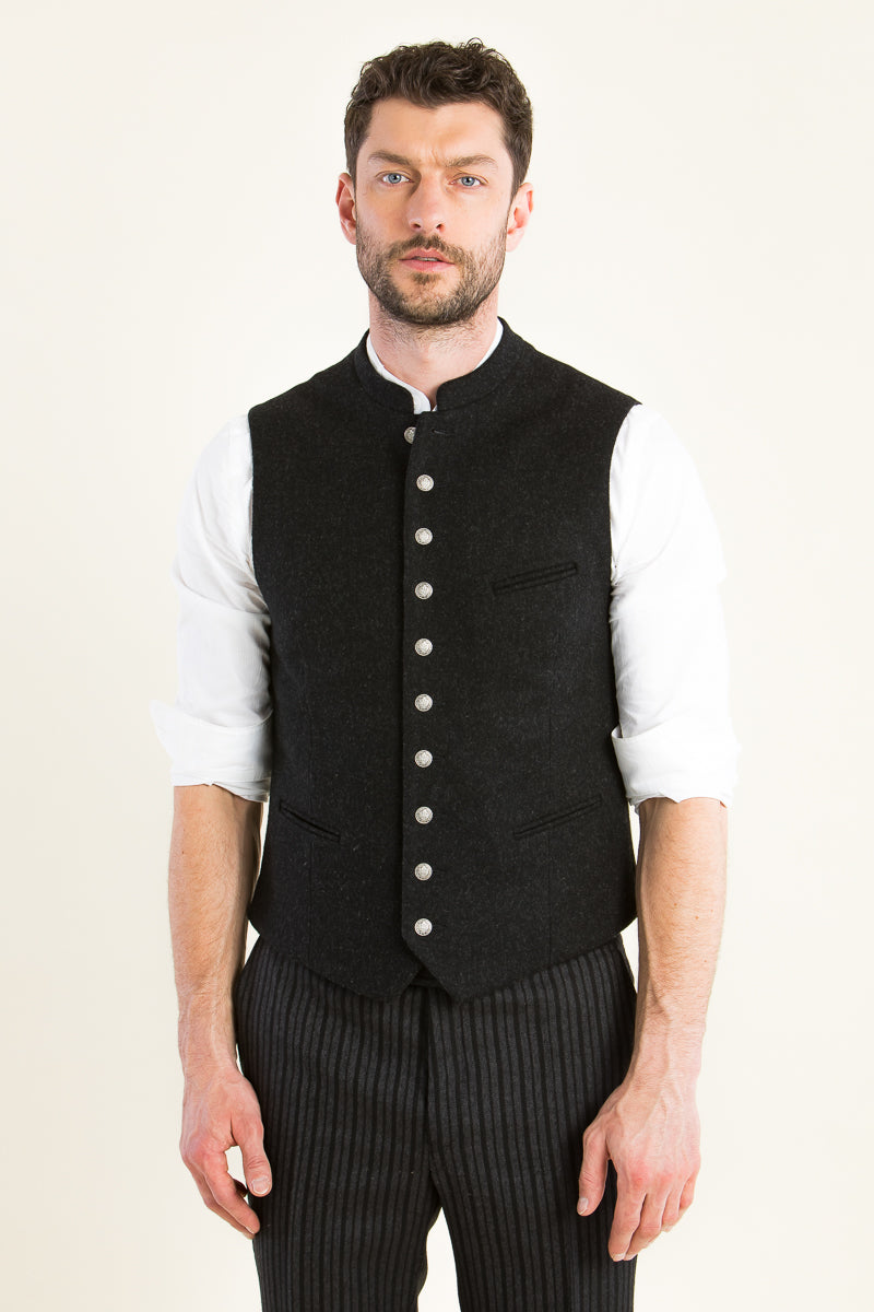 Almliebe Lodenweste Da Bazi anthrazit Detail | Almliebe loden vest Da Bazi anthracite detail