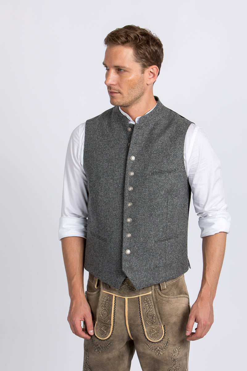 Almliebe Lodenweste Da Bazi Mittelgrau Detail | Almliebe Loden Vest Da Bazi medium grey detail