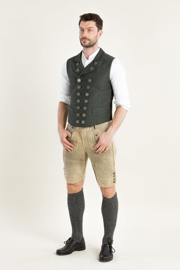 Almliebe Trachtenweste Kutscher grün Vorderansicht | Almliebe traditional vest Kutscher green front view