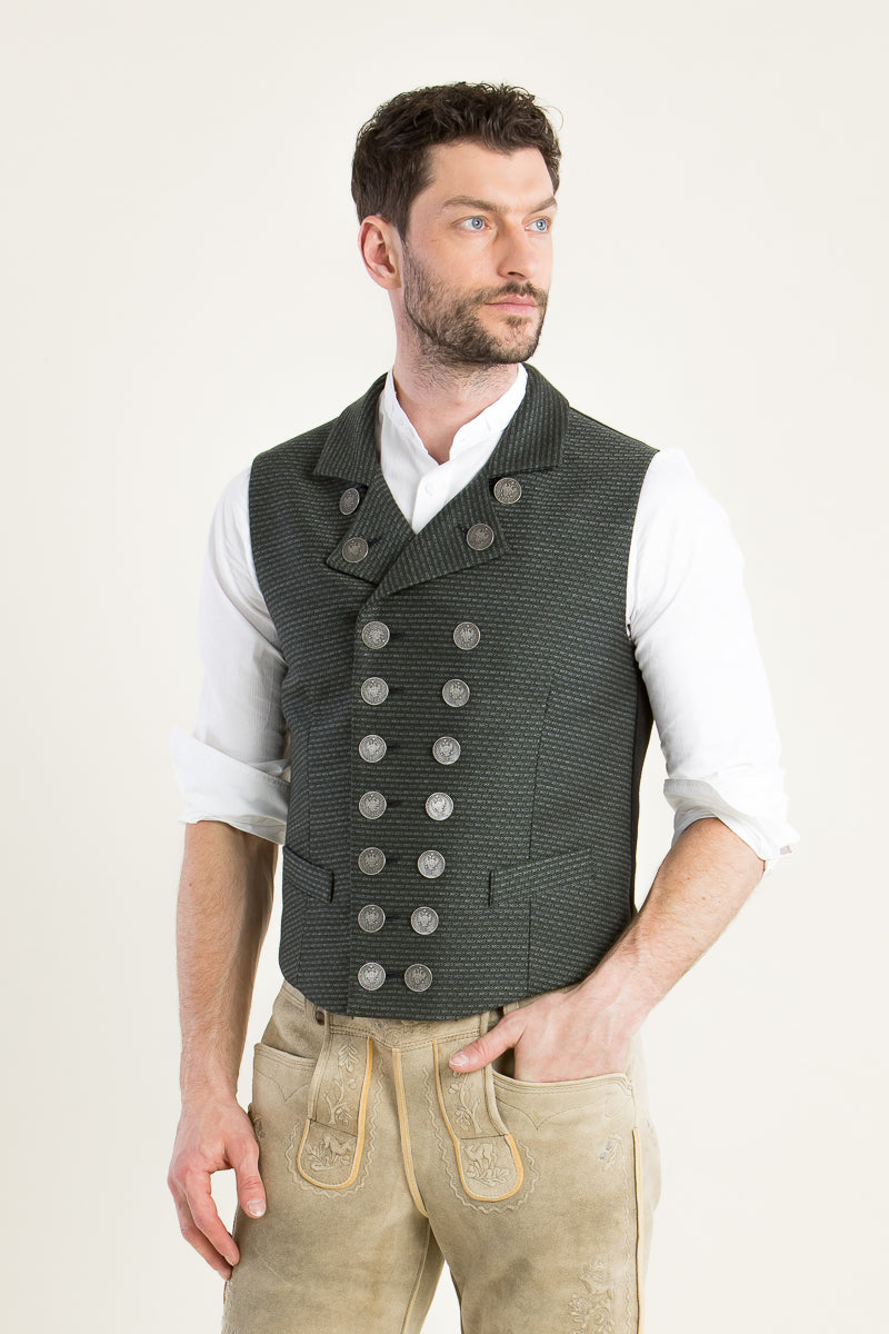 Almliebe Trachtenweste Kutscher grün Rückansicht | Almliebe traditional vest Kutscher green back view