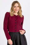 Almliebe Trachtenstrickjacke Owingen Bordeaux Vorderansicht | Almliebe traditional cardigan Owingen bordeaux front view