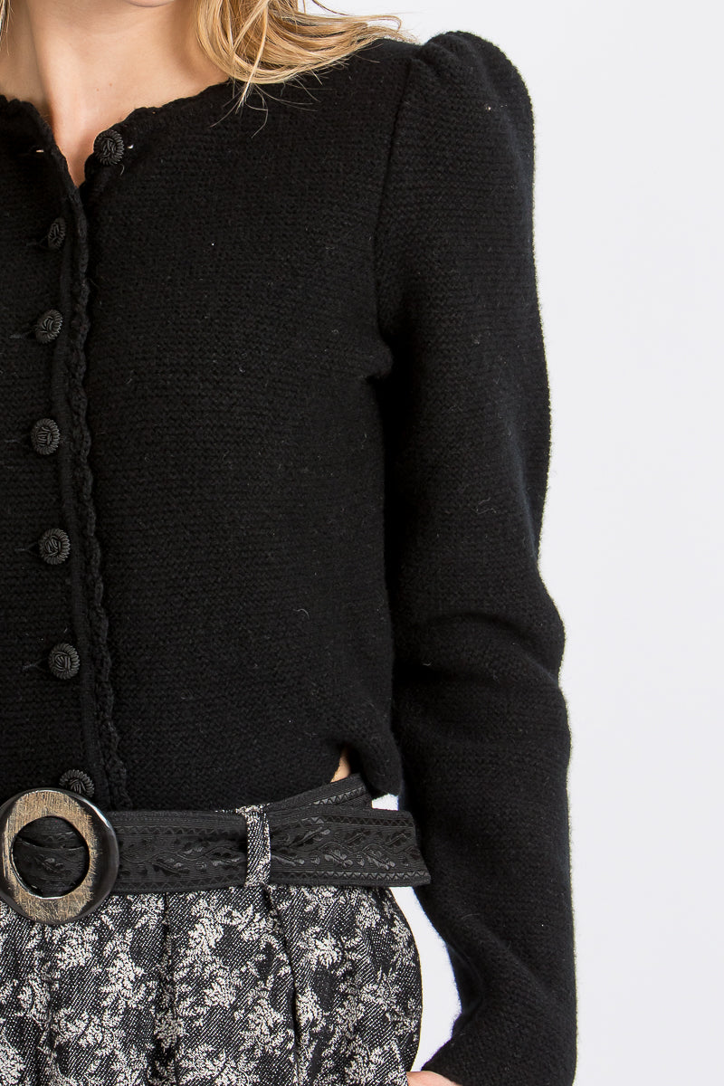 Almliebe Trachtenstrickjacke Owingen Schwarz Rückansicht | Almliebe traditional cardigan Owingen black back view