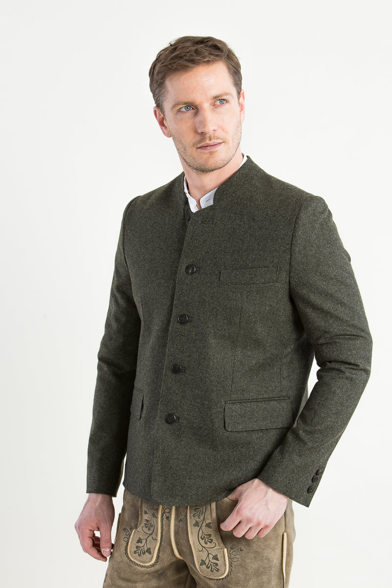 Almliebe Trachtenjanker Tschamsdara olivgrün Vorderansicht | Almliebe Tracht jacket Tschamsdara olive green front view